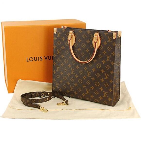 Louis Vuitton Sac Plat PM Tote Shoulder Bag Monogram Leather - Picture 7 of 9